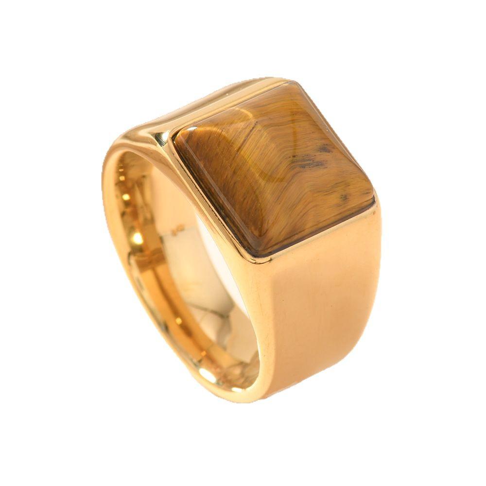 Edelstahl Tigerauge Geometrisch Retro Partnerring