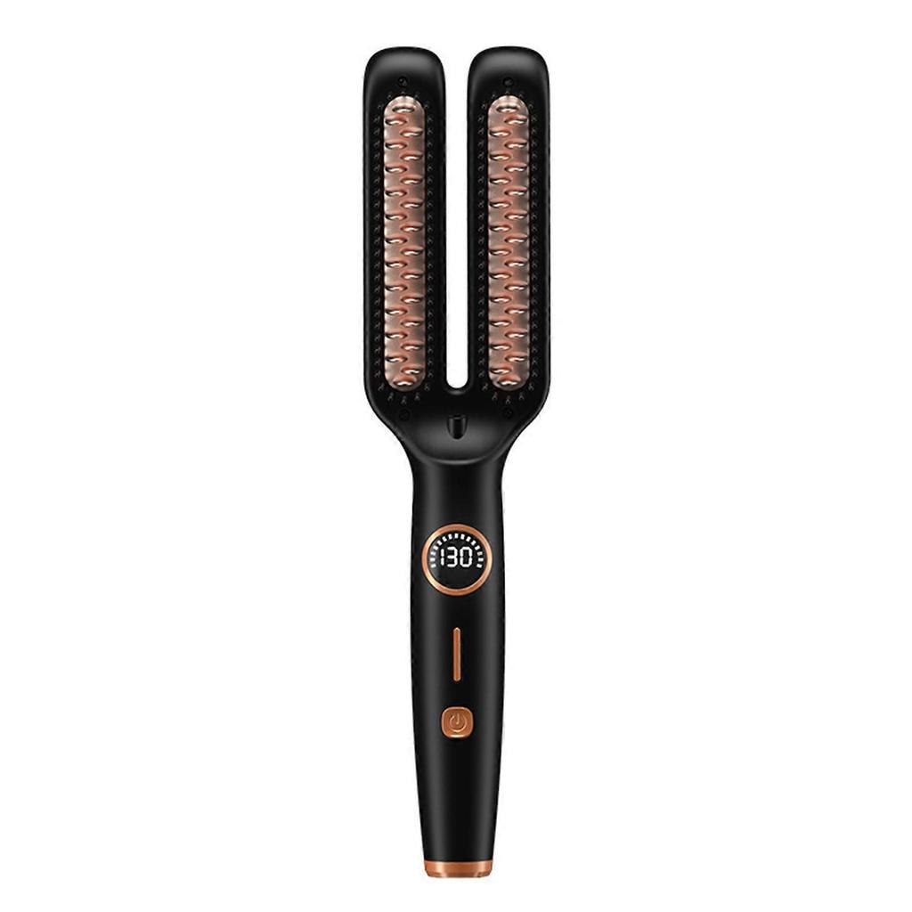 Dual-Head Electric Hair Straightener Comb Gentle Hair Care Heating Evenly Comb for Women and Men Hair Salon