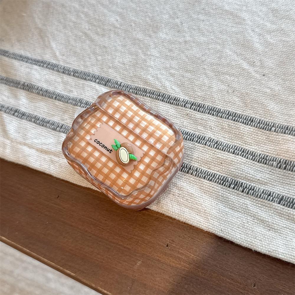 Twisted Edge Plaid Coconut IMD Earphone Cover for Apple AirPods 1 /1 Generation Personalized Lanyard Case PRO1/PRO1