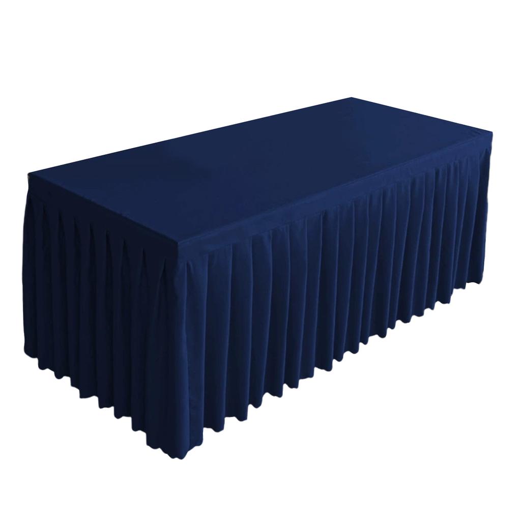 4FT Rectangular Polyester Tablecloth Wrinkle Resistant Table Skirt with Pleated Design for 120x60x75cm Tables Suitable for Event and Banquet Use