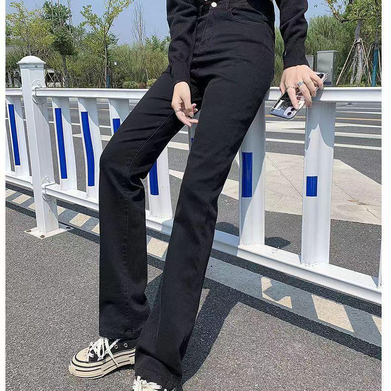 

High-Waisted Black Straight-Leg Women s Jeans – Autumn Style, Slimming, Elongating, Versatile, Floor-Length, Loose Fit Extra Large