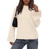 Autumn and Winter Casual Round Neck Loose Solid Color Long Sleeve Bell Sleeve Knitted Sweater for Women