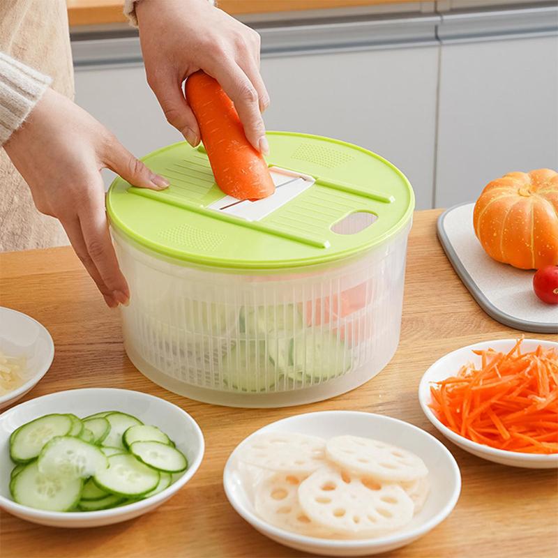 Household Salad Dryer Salad Spinner Vegetable Dehydrator Multi-Function Absorbent Basket Manual Vegetable Dryer Kitchen