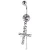 Rhinestone Double Cross Dangle Pępek do pępka Brzana Ring Body Piercing Biżuteria