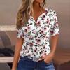 Women's T Shirt Tee Print Button Short Sleeve Daily Weekend Fashion Basic V- Neck Regular Top