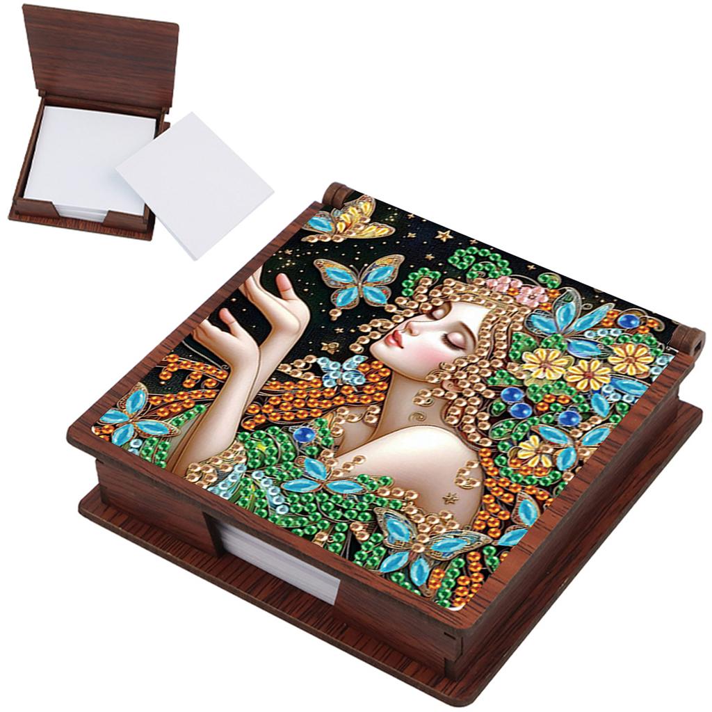 Wooden DIY Sticky Note Holder Diamond Art with 160 Papers Diamond Painting Memo Pad for Home Office and School Supplies