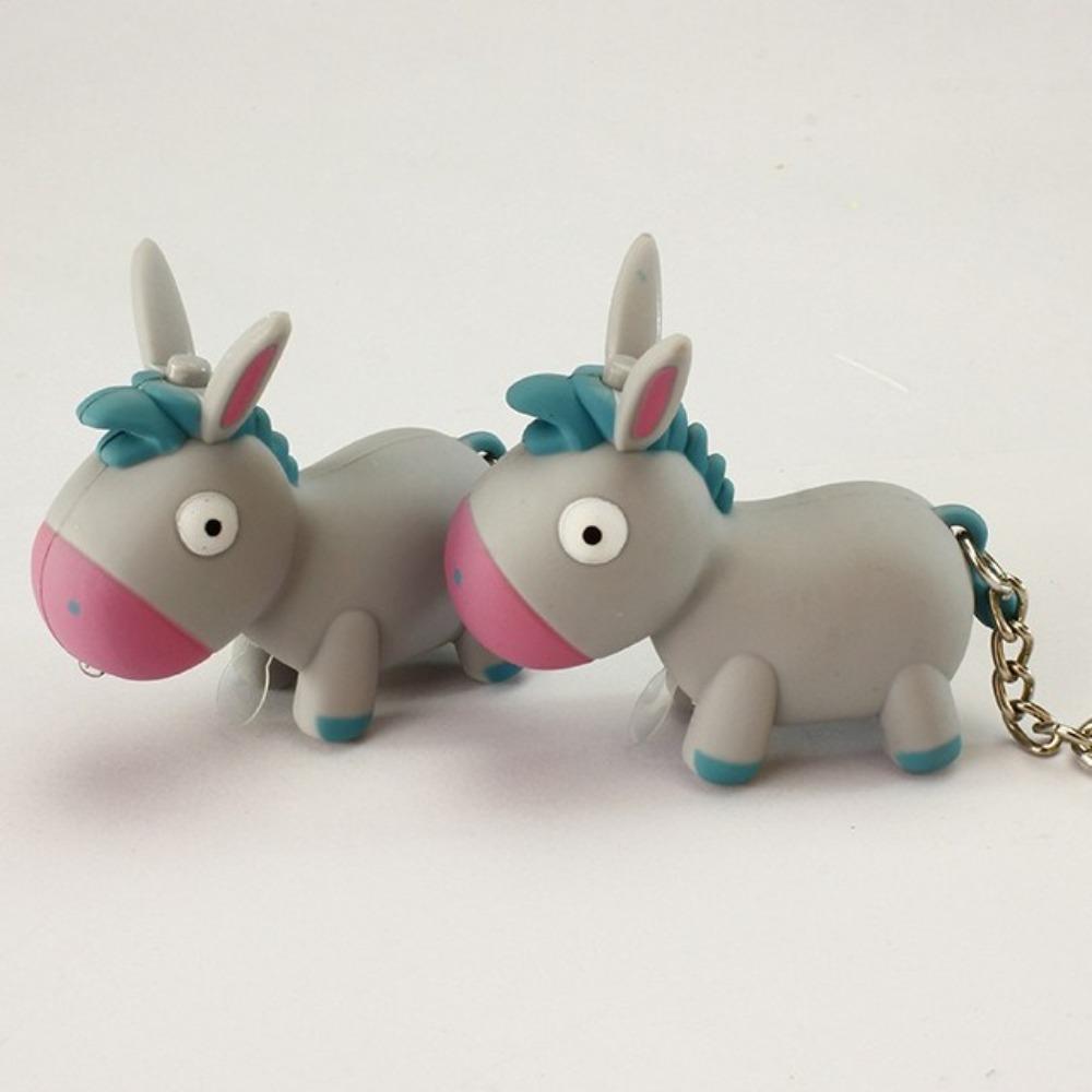 LED Light Donkey Sounding Key Ring Cute Car Pendant Fidget Toy Fingertip Clicker Car Key Chain