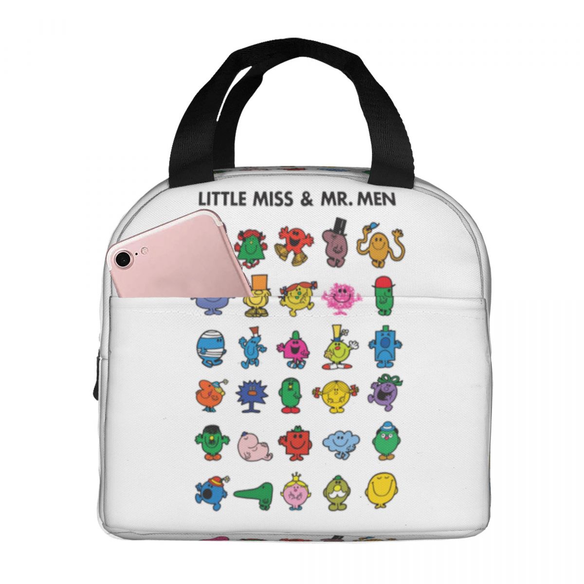 Little Miss And Mr. Men Insulated Lunch Bag for Kids School Cooler Thermal Food Box Tote Portable Lunch Boxes Container One Size