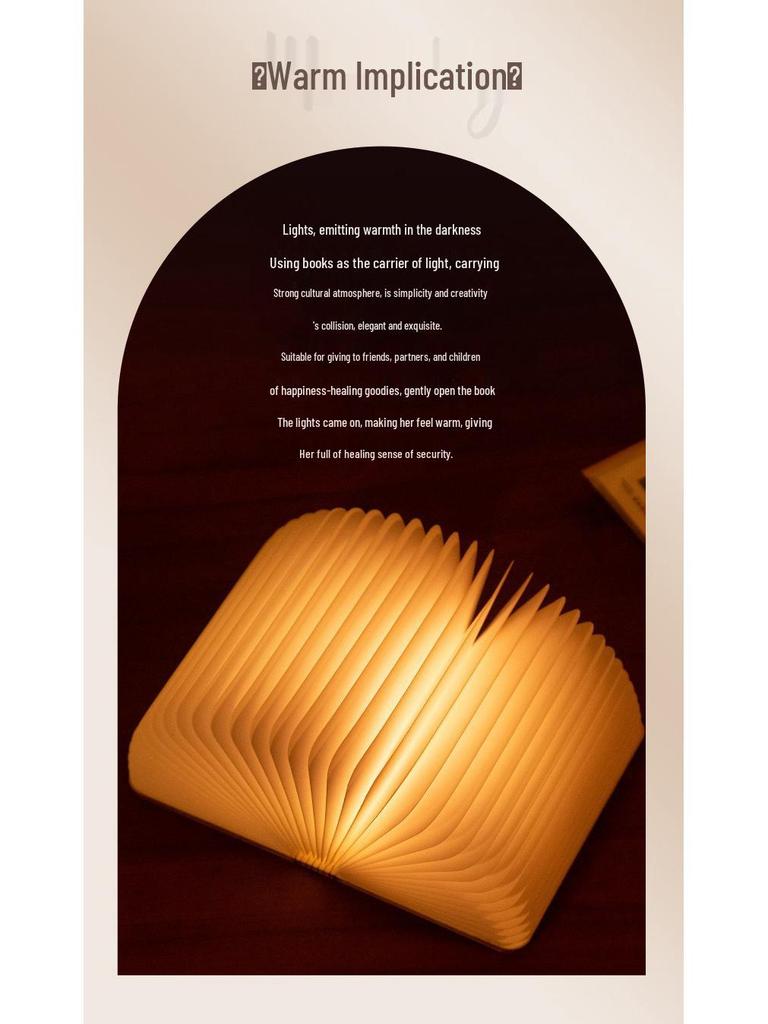 USB-Powered Walnut Book Light with Stepless Dimming and Eye Protection for Bedroom