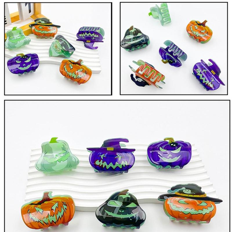 Pinza per Capelli Artiglio per Capelli Zucca Ornamento Grande Presa Barretta di Halloween