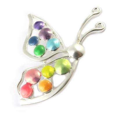 [P0734] - Designerbrosche 'Imaginärer Schmetterling' silberfarben mehrfarbig