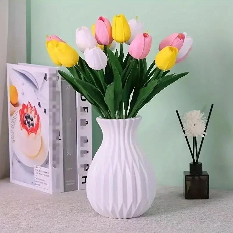 Nordic Flower Vase Imitation Ceramic Plastic Flower Vase Living Room Desktop Decoration Wedding Centerpiece Arrangement