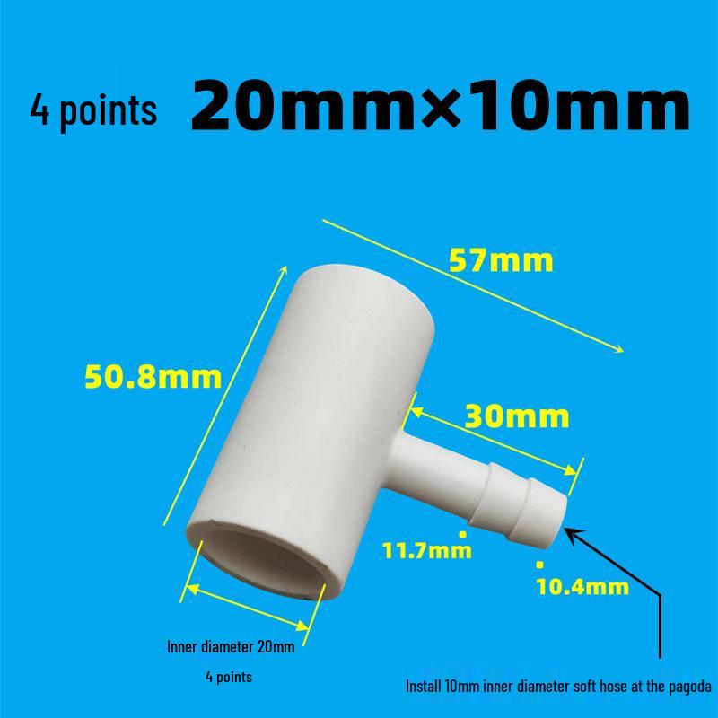 PVC 3/4 to 10mm Barb Reducing Tee Connector for Aquaculture Water Pipes