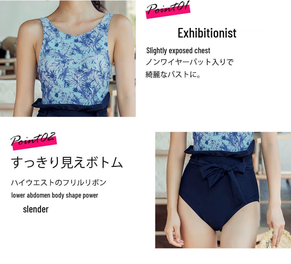 Floral Sexy Triangle One-Piece Swimsuit for Hot Spring and Seaside Vacation