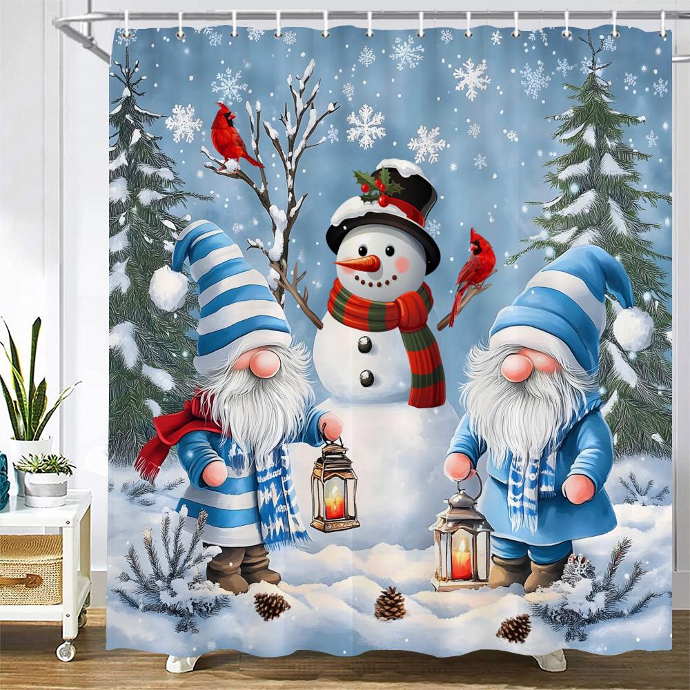 

Счастливого Рождества Занавеска для душа Занавеска для ванны Лось Санта Клаус Рождество С принтом Занавески для ванной комнаты для украшения дома занавеска W90xH180cm