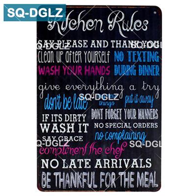 SQDGLZ Hand Painted KITCHEN Metal Sign Bar Wall Decor Tin Sign Vintage Home Decor Painting Plaques Art Blackboard Poster