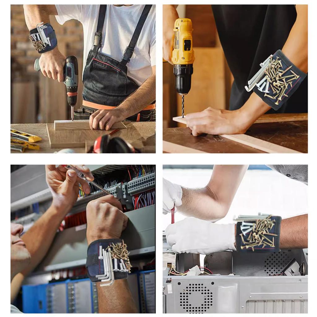 Portable Magnetic Wristband, Strong Magnetic Sucting Wrist Bag for Screw Wrenches Small Accessories