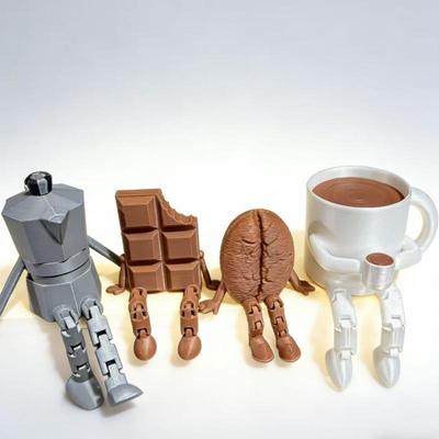 Articulated Coffee Figures Cute Coffee Cup Bean Desk Decor Fidget Toys For Coffee Lovers Ornaments