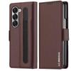 Business Leather Phone Case for Samsung Z Fold 7 6 5 4 3 Fold6 Fold5 Fold4 Fold3 5G with Pen Holder Wallet Cards Slot Flip Cover