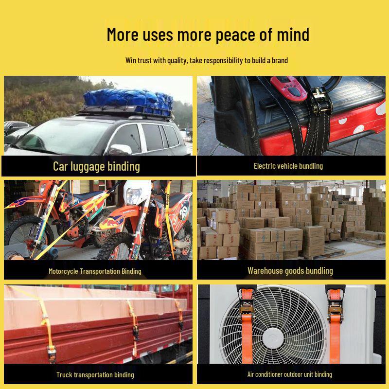 Cargo Truck Self-Locking Ratchet Straps with Brake Rope Tighteners