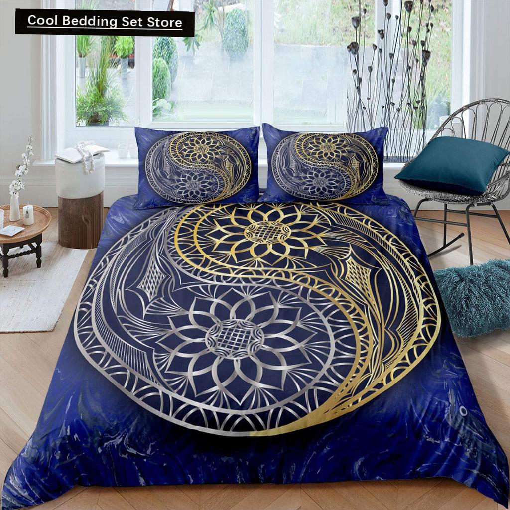 Yin Yang King Queen Duvet Cover Vintage Tai Chi Quilt Cover Divination Bedding Set Oriental Culture Polyester Comforter Cover
