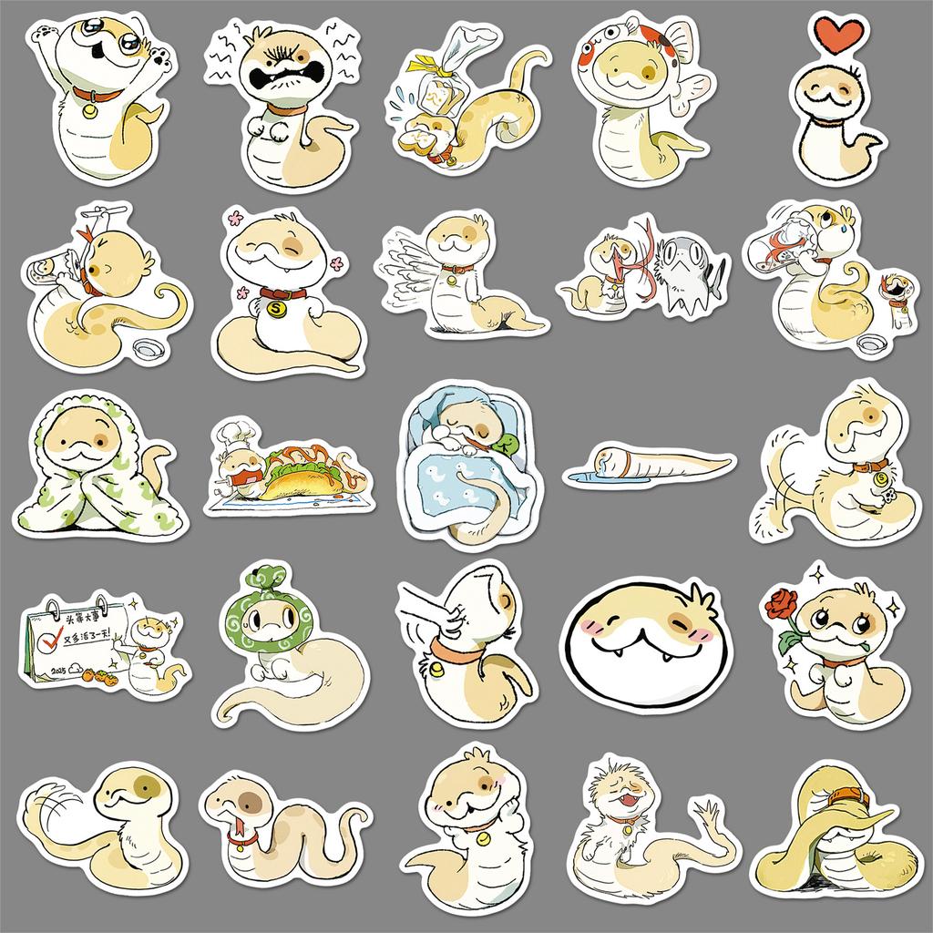 50 Welpen-Schlangen-Punkte und Punkt-Aufkleber Cartoon Niedlicher Ausdruck Verpackung Handyhülle Wasserbecher Notizbuch Aufkleber