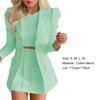 Offic Puff Sleeves Women Suit Set Simple Pure Color Slim-fitting Cloth