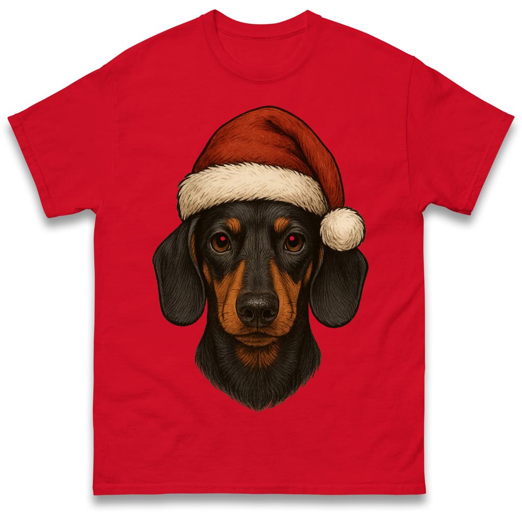 Sausage Dog Face Christmas T Shirt Tshirt Mens Womens Unisex Tops Tees