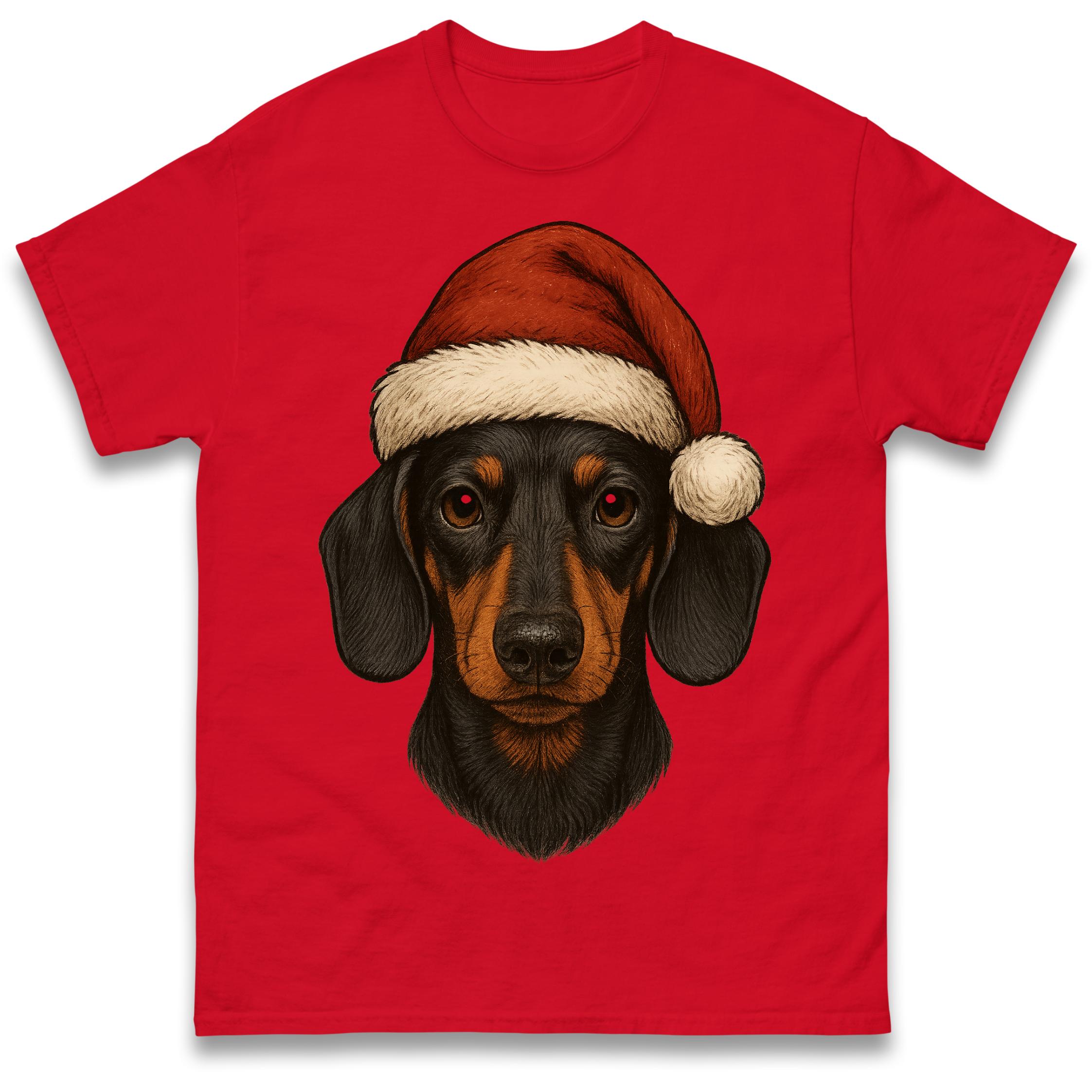 Sausage Dog Face Christmas T Shirt Tshirt Mens Womens Unisex Tops Tees 2XL