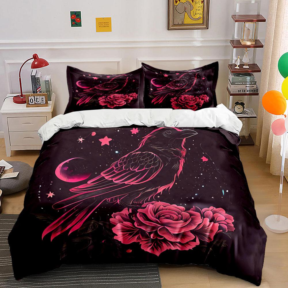 Raven Rose Night Decor Set Soft Comfortable Duvet Cover Bedding Set Included 1*Duvet Cover & 2*Pillowcases, Gift
