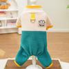 Warm Dog Jumpsuit Stand Collar Cartoon Bear Pattern Dog Four Legged Pants  Fleece with D Ring Puppy  Coat