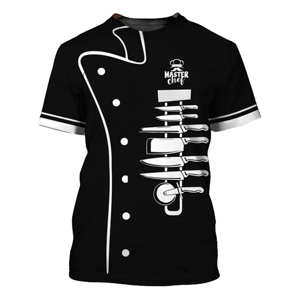 Jungen Kurzarm 3D-Druck T-Shirt Küche Kantine Kuchenladen Bäckerei Mode Bequem Lockeres T-Shirt