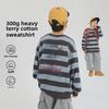 2025 Spring Boys' Striped Terry Cotton Sweatshirt with Panda Print