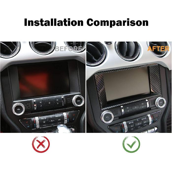 RT-TCZ Carbon Fiber Dashboard GPS 8-inch Navigation Panel Frame Bezel Trim Cover Interior Accessories for Ford Mustang 2015 2016 2017 2018 2019 2020