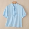 ZANZEA Blusa da donna casual a girocollo, tinta unita, manica corta larga