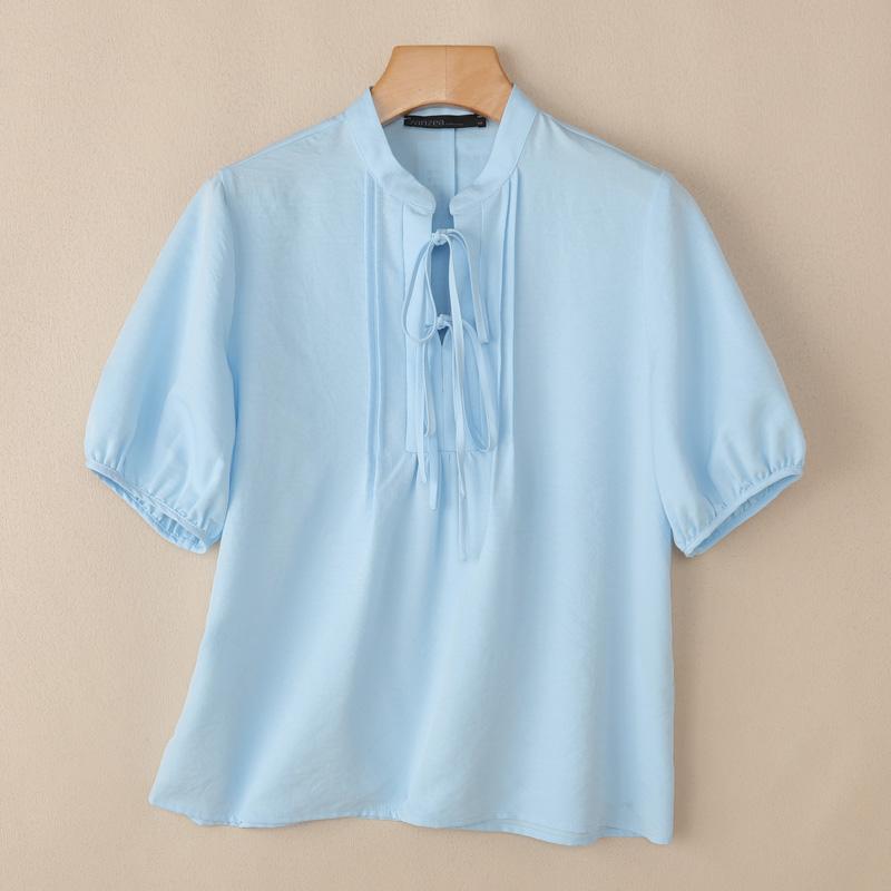 ZANZEA Blusa da donna casual a girocollo, tinta unita, manica corta larga