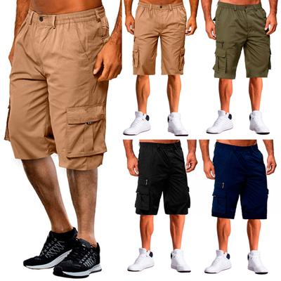 Men Cargo Shorts with Reinforced Pockets Elastic Waistband Fitness Shorts Wide Leg Fitness Running Outdoor Casual Lounge
