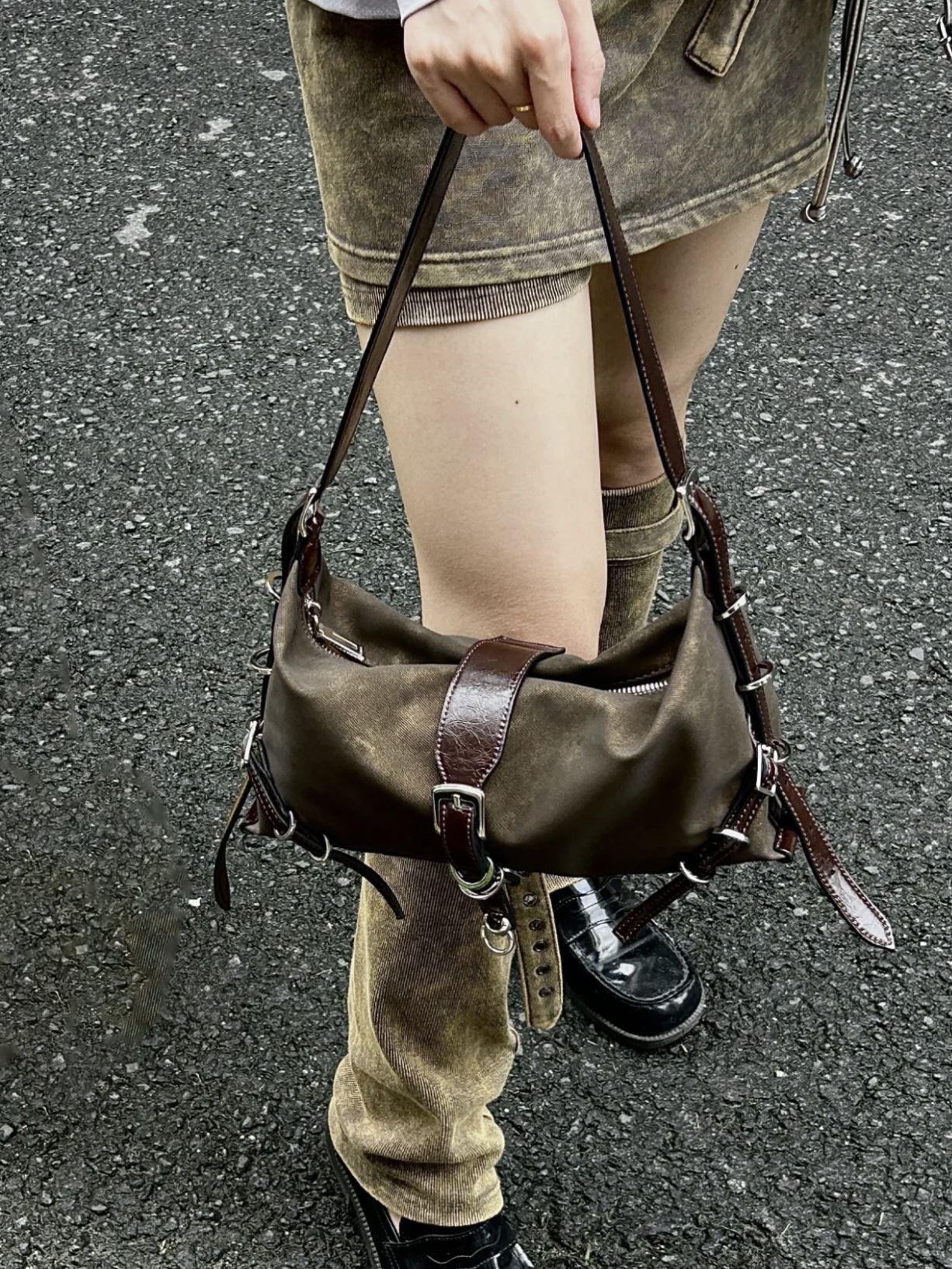 

French Style Niche Armpit Bag, Sweet and Cool Spicy Girl Style, Autumn and Winter Maillard Style Small Shoulder Bag, Single Shoulder Crossbody Bag зелений