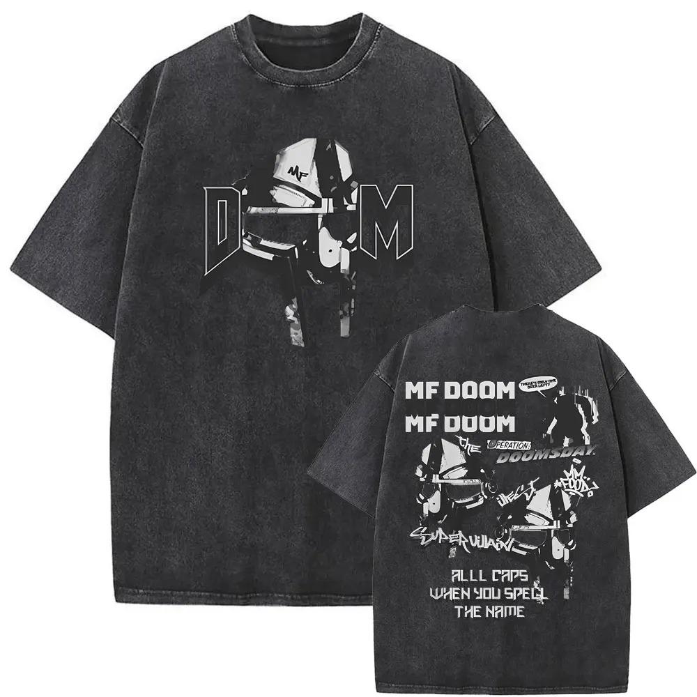 Washed Vintage Rapper Mf Doom MM FOOD Graphic Print Tshirt Men Women Hip Hop Fashion T-shirts Male Casual Oversized Streetwear