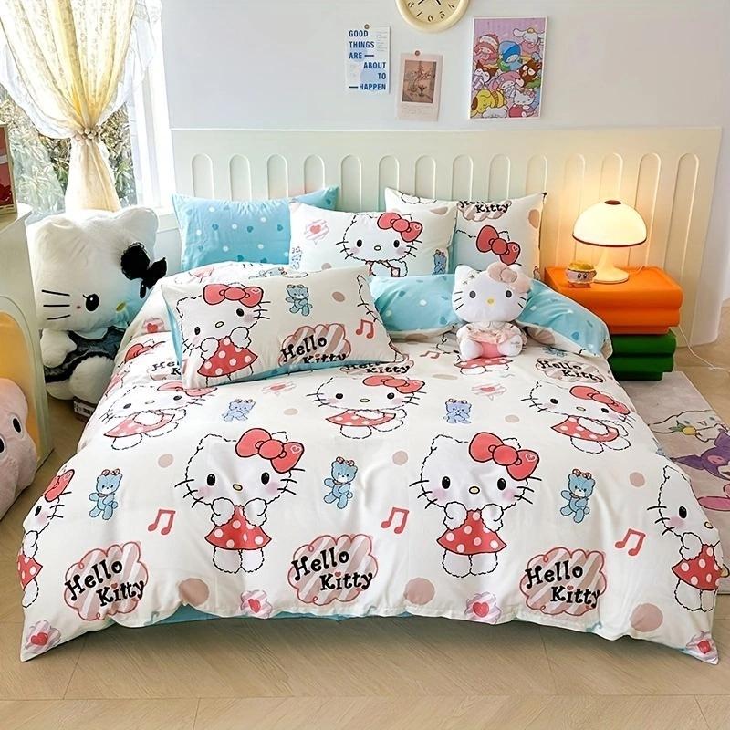 Bed Three-Piece Set, Sanrio Cartoon Series Digital Printing, Double-Sided Three (Four) Piece Set