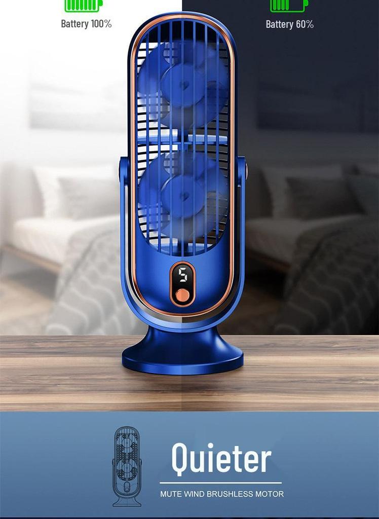 USB Rechargeable Desktop Fan with Brushless Motor for Home, Car, and Office – Portable, Adjustable, Small Electric Fan with Head-Shaking Feature.