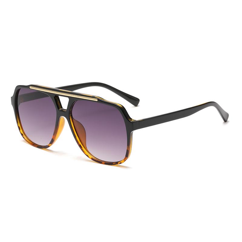 

New Fashion Minimalist Ocean Piece Sunshade Sun Glasses Retro Double Beam Pilot Eyeglasses Uv Protection Female pictures show