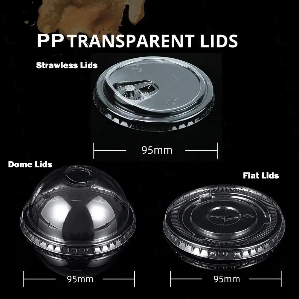New 95mm Cup And Lids Plastic Transparent Disposable Cup Milktea Cup