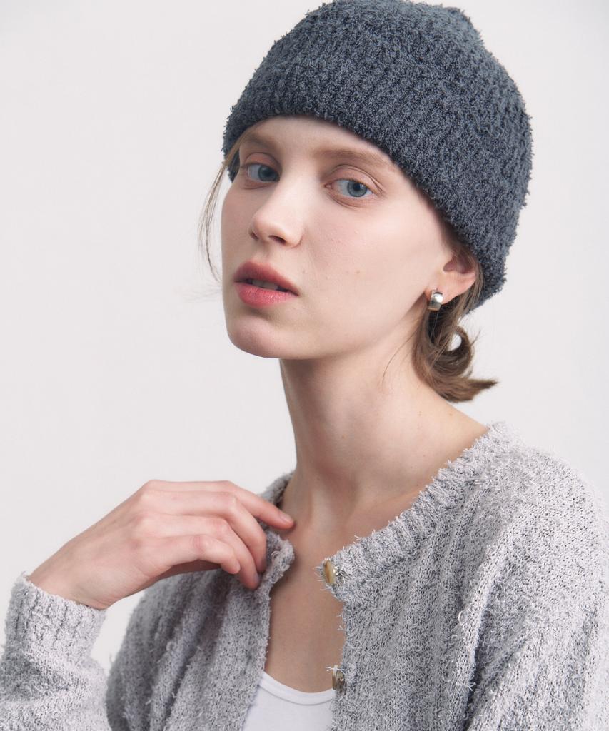Tobaseu Pigtail Cotton Beanie (Charcoal)