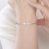 Cross Birthstone Zirconia Charms Bracelets Girls Summer Beach Thin Chain Cross Hand Chain July August Stainless Steel Jewelry