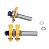 2Pcs Tongue Groove Router Bit T Shape 3 Teeth 1 Bearing Woodworking Milling Cutter 12in Shank