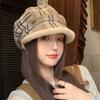 Autumn and Winter Retro Beret Plaid Plush Warm Plush Versatile Thickened Octagonal Hat Duck Tongue Painter Hat