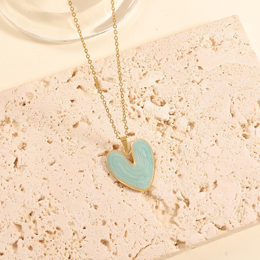 Women s Cross-border Newly Designed Heart-Shaped Pendant European American-Style Minimalist Stainless Steel Clavicle Necklace
