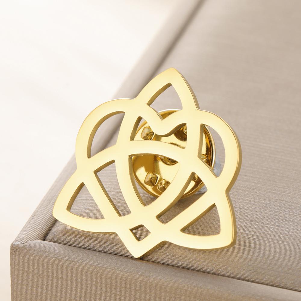 Dawapara Vintage Triquetra Brooch Ladies Pin Heart Trinity Knot Irish Protection Talisman Stainless Steel Accessories