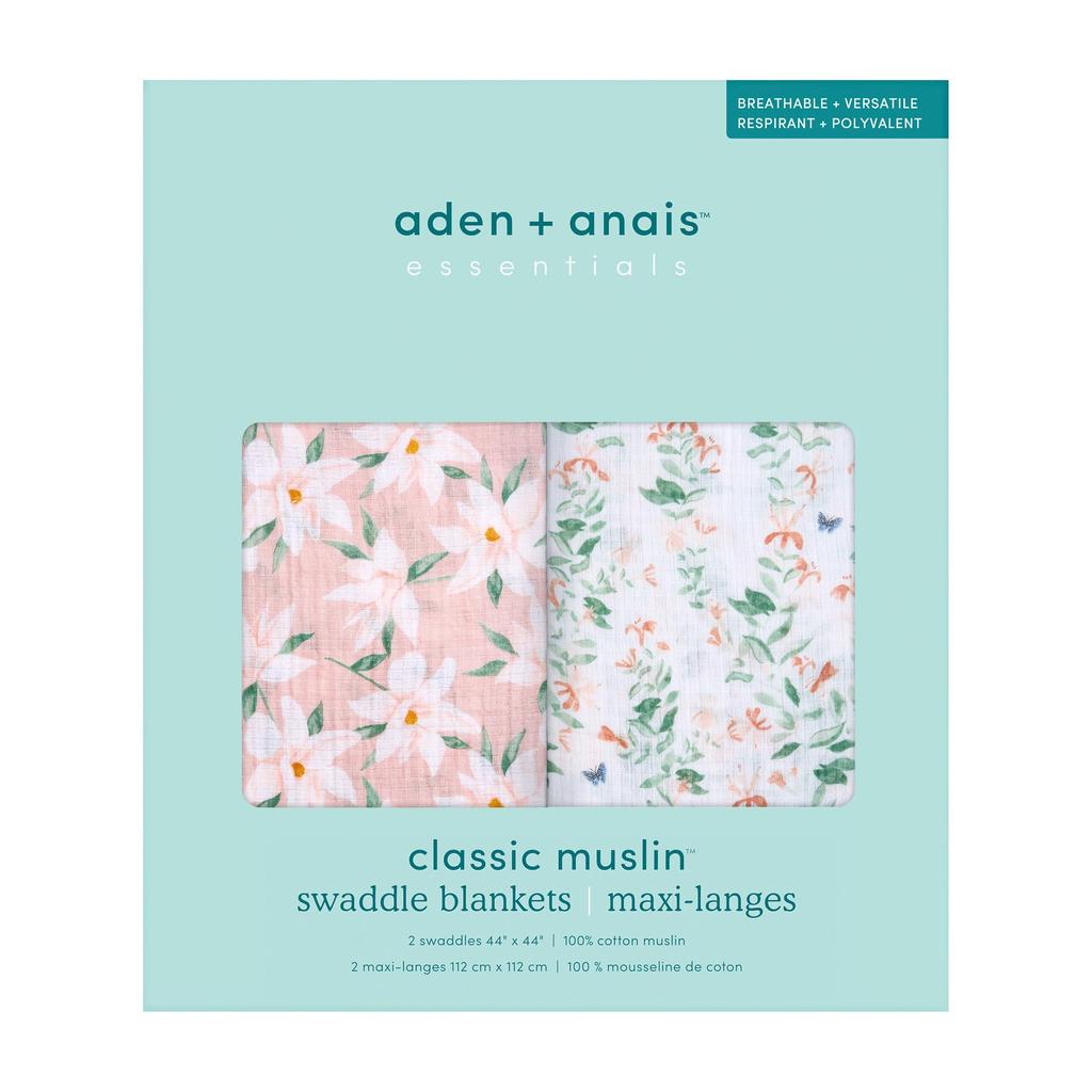 Aden Anais Essentials Swaddle Butterfly Garden 2 Pieces +